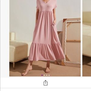 BNWT - Rose Ruffle-Trim Short-Sleeve V-Neck Midi Dress